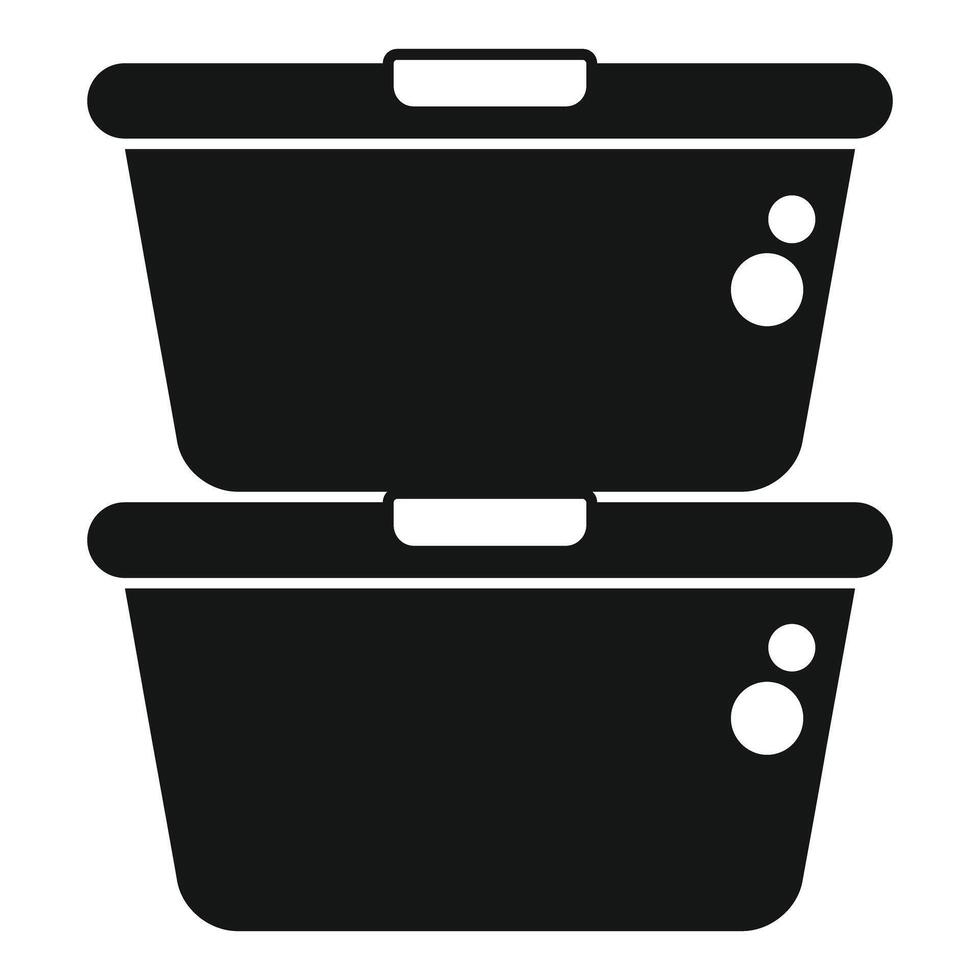 Stack of two plastic food storage containers with lids vector
