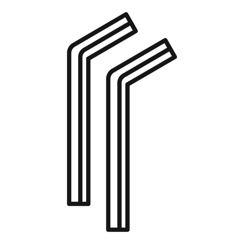 Pair of plastic drinking straws line icon showing refreshment vector