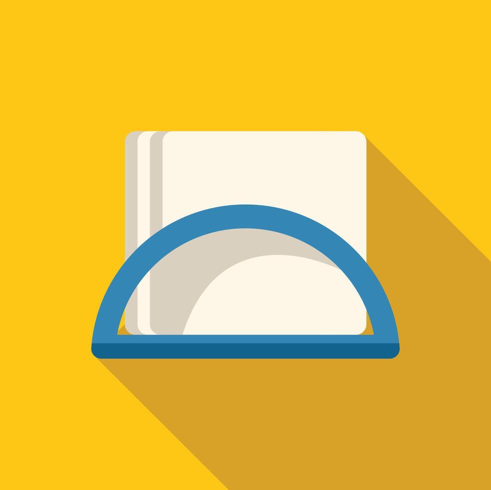 Paper napkin dispenser presenting blank napkins with long shadow vector