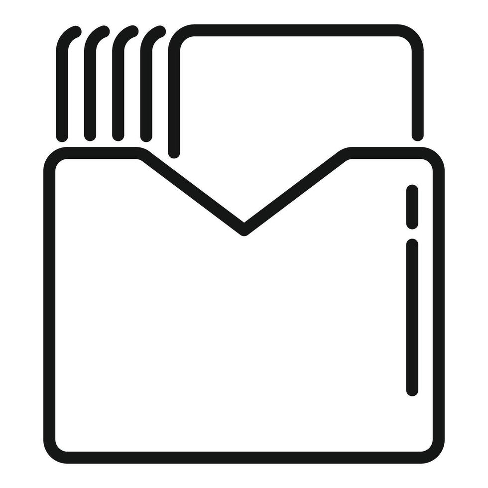 Archive folder with documents sticking out line icon vector