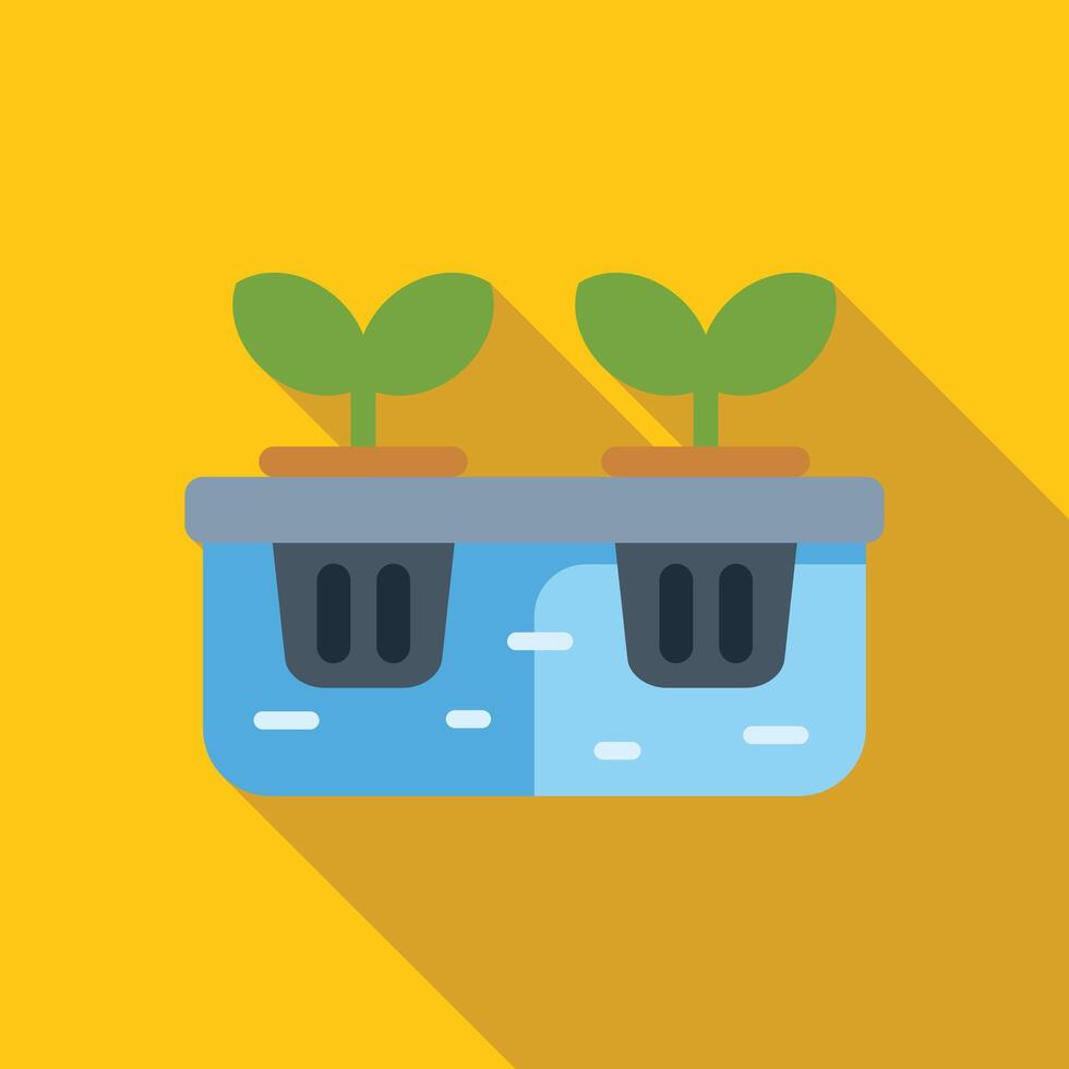 Hydroponic system growing young plants using mineral nutrient solutions vector