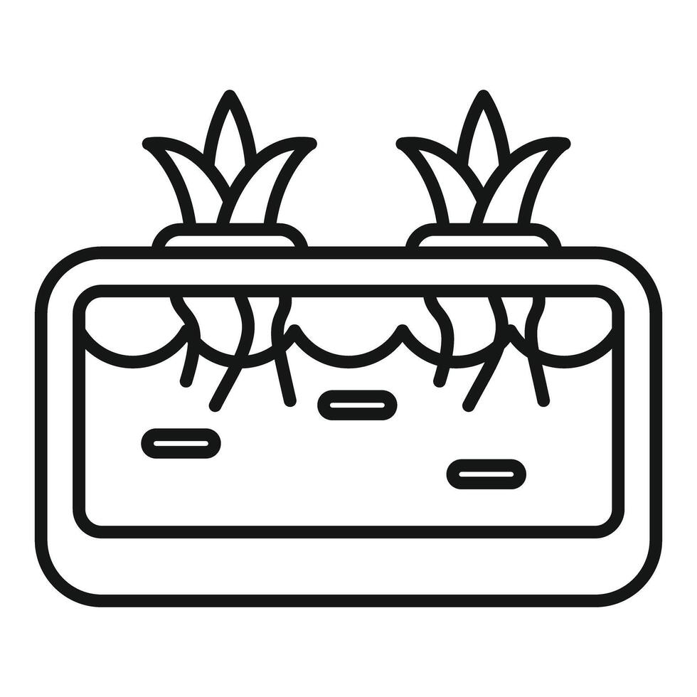 Line icon of a hydroponic system growing plants vector