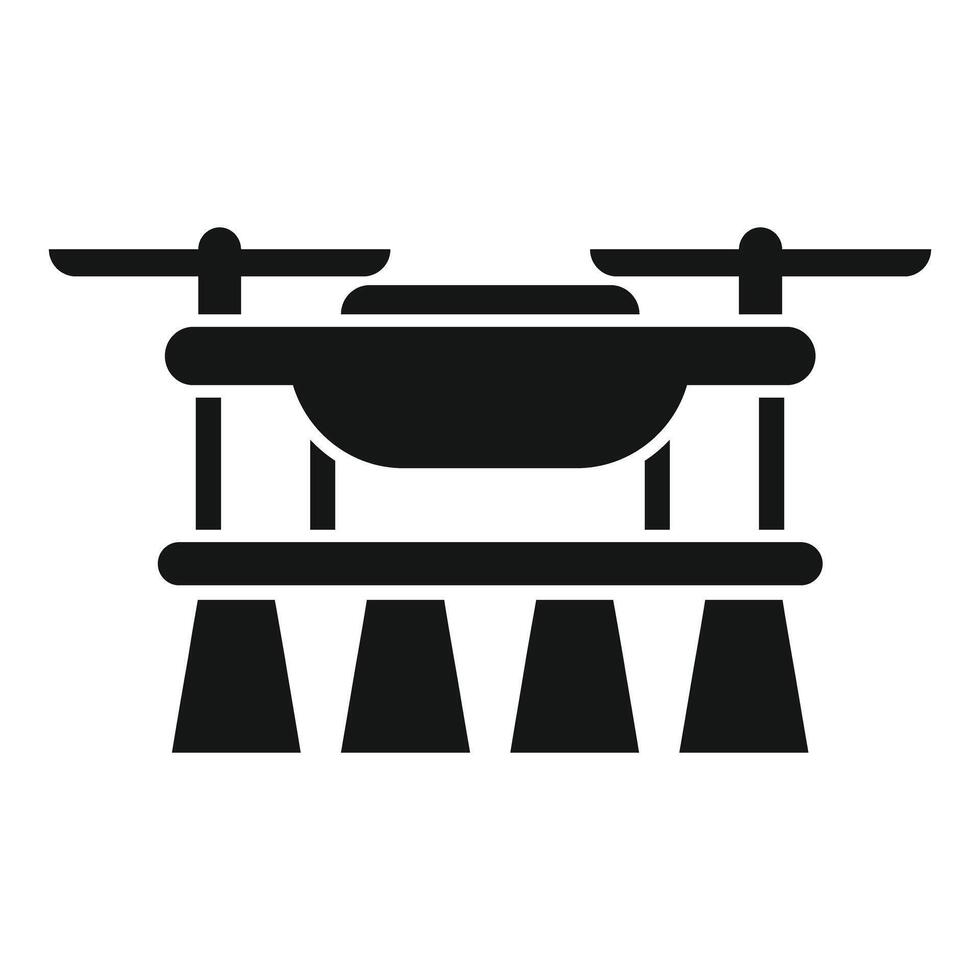 Electric drone with four propellers delivering food using mobile app icon vector