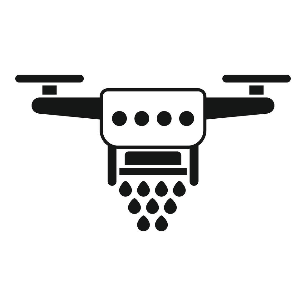Agricultural drone spraying fertilizer on field icon vector