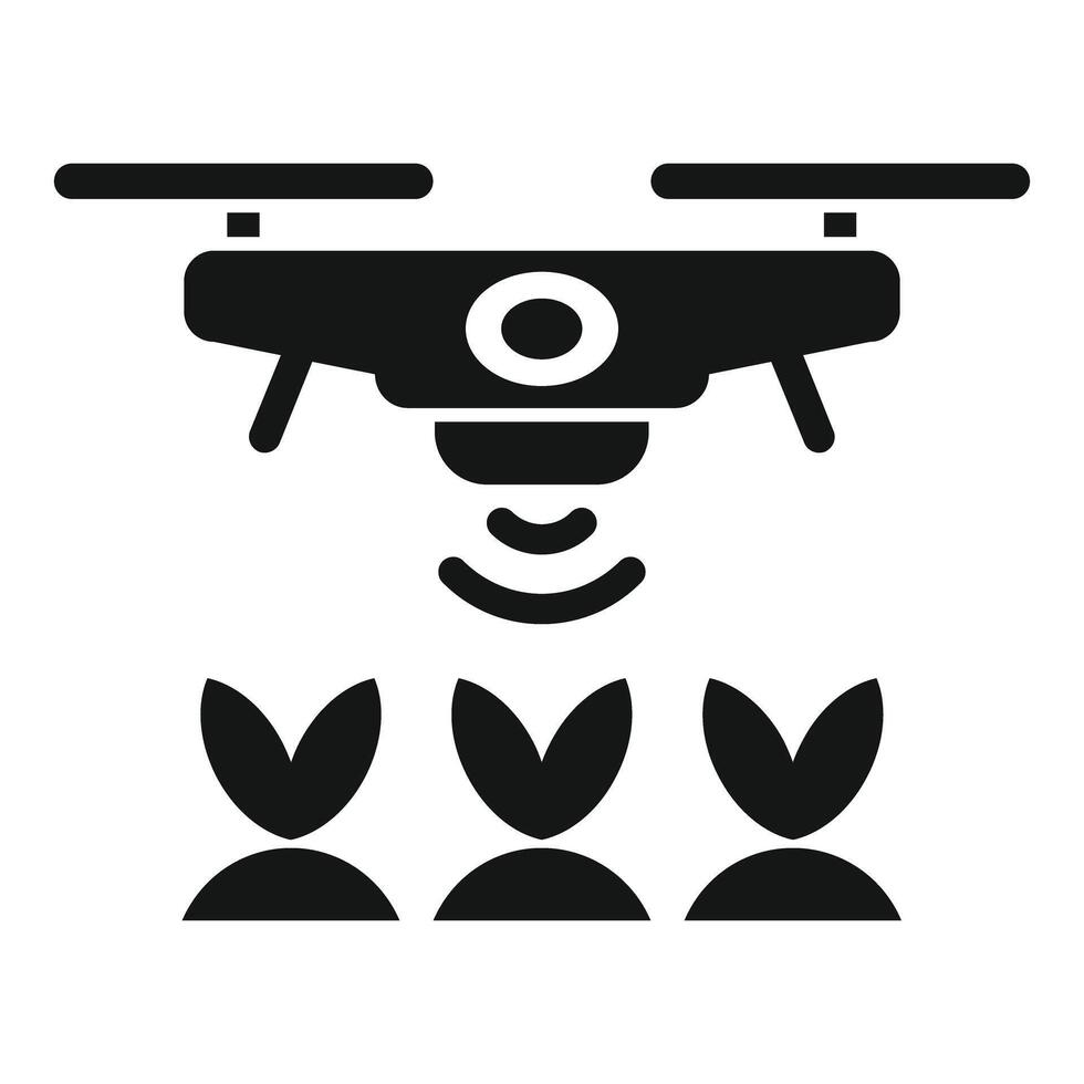 Drone scanning crops on farm for precision agriculture vector