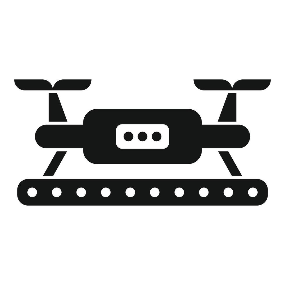 Drone with conveyor belt icon, simple style vector
