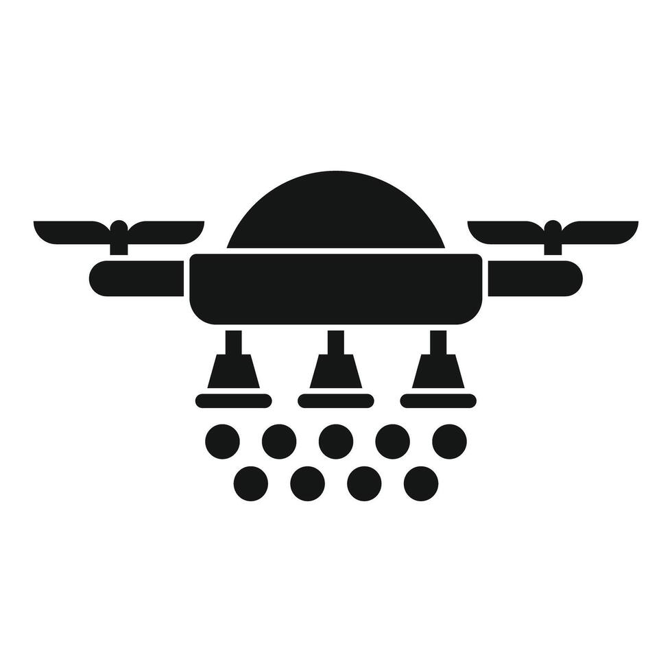 Agricultural drone spraying fertilizer on field icon vector