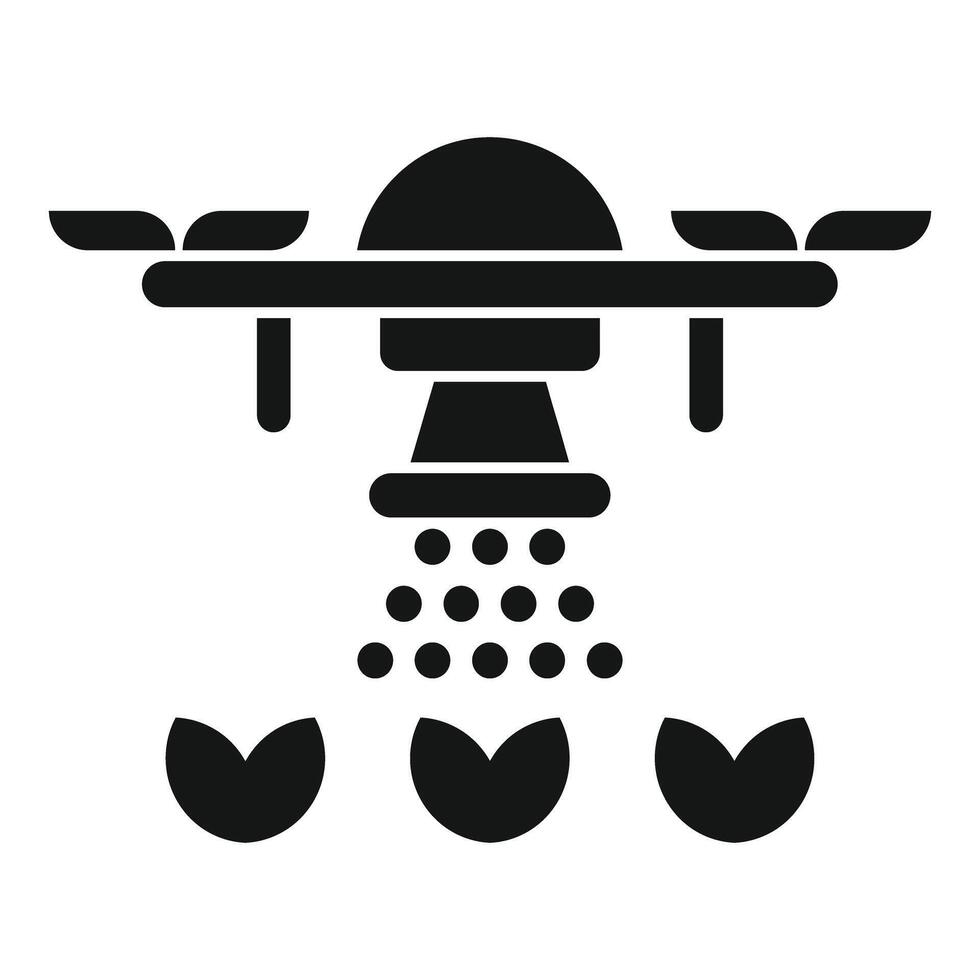 Agricultural drone spraying crops icon glyph style vector