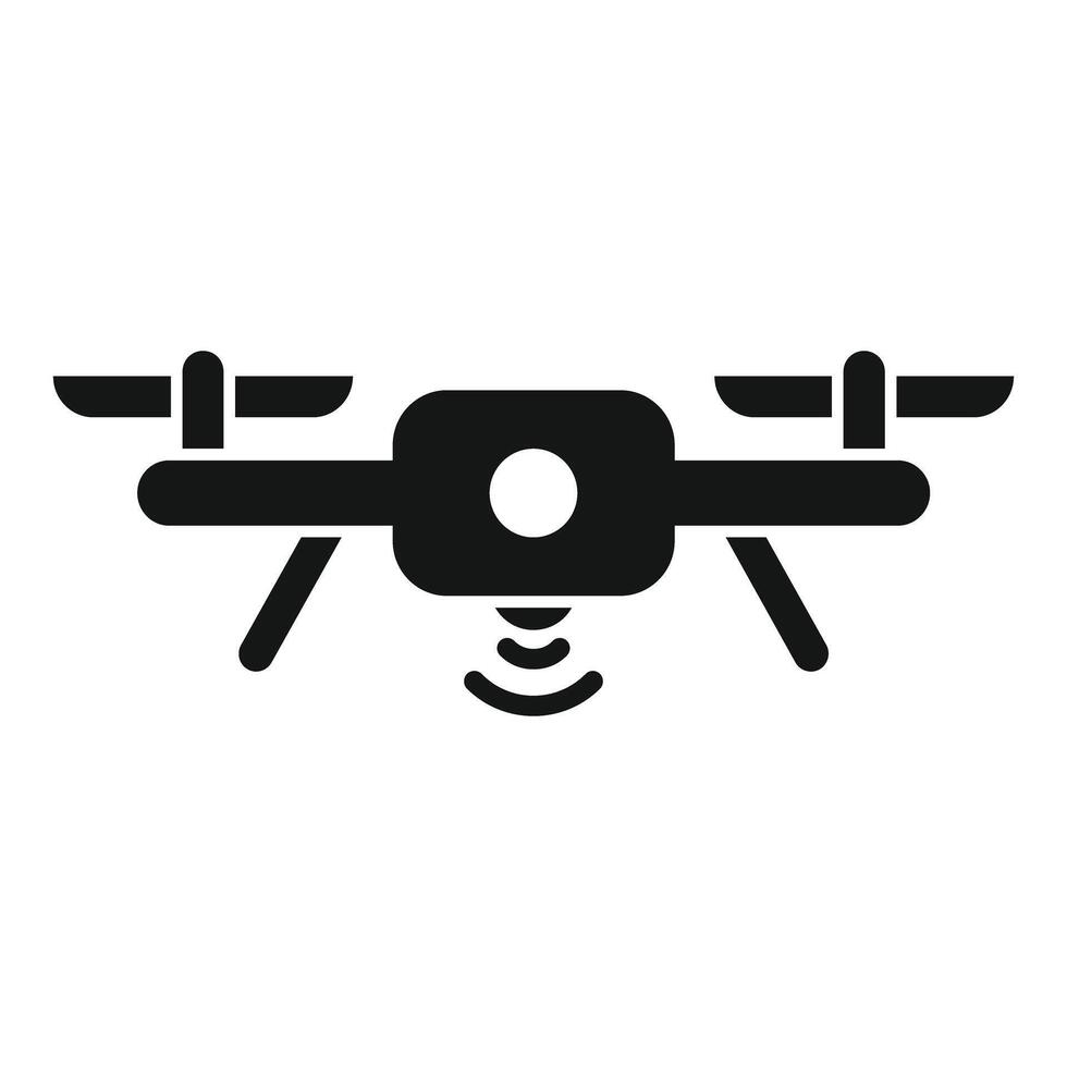 Drone sending signal icon with camera and antenna vector