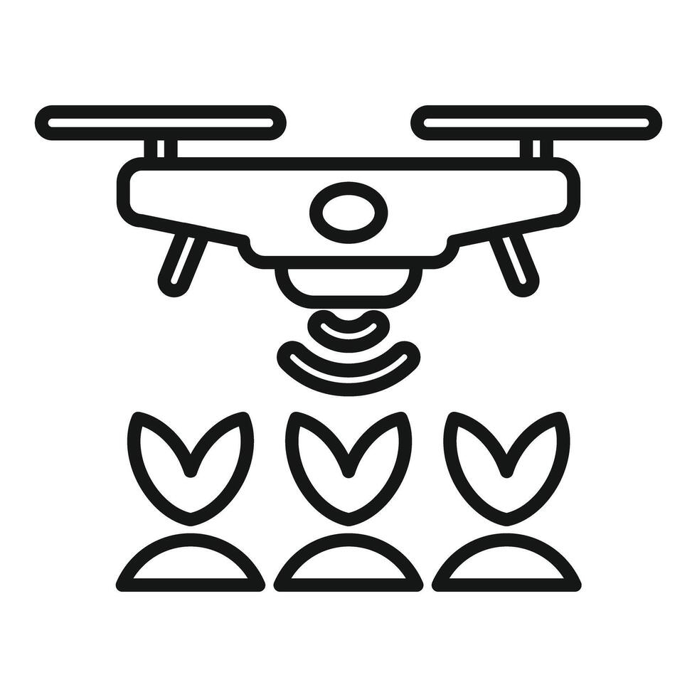Drone scanning crops on farm with signal for precision agriculture vector