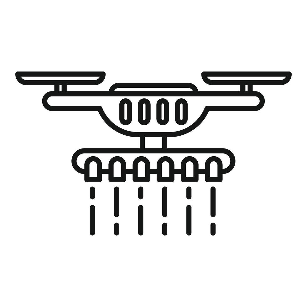 Agriculture drone spraying fertilizer on field with smart farming technology icon vector
