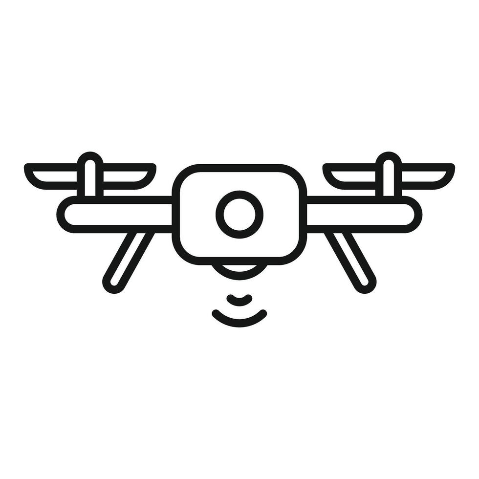 Drone flying and sending signals icon vector outline