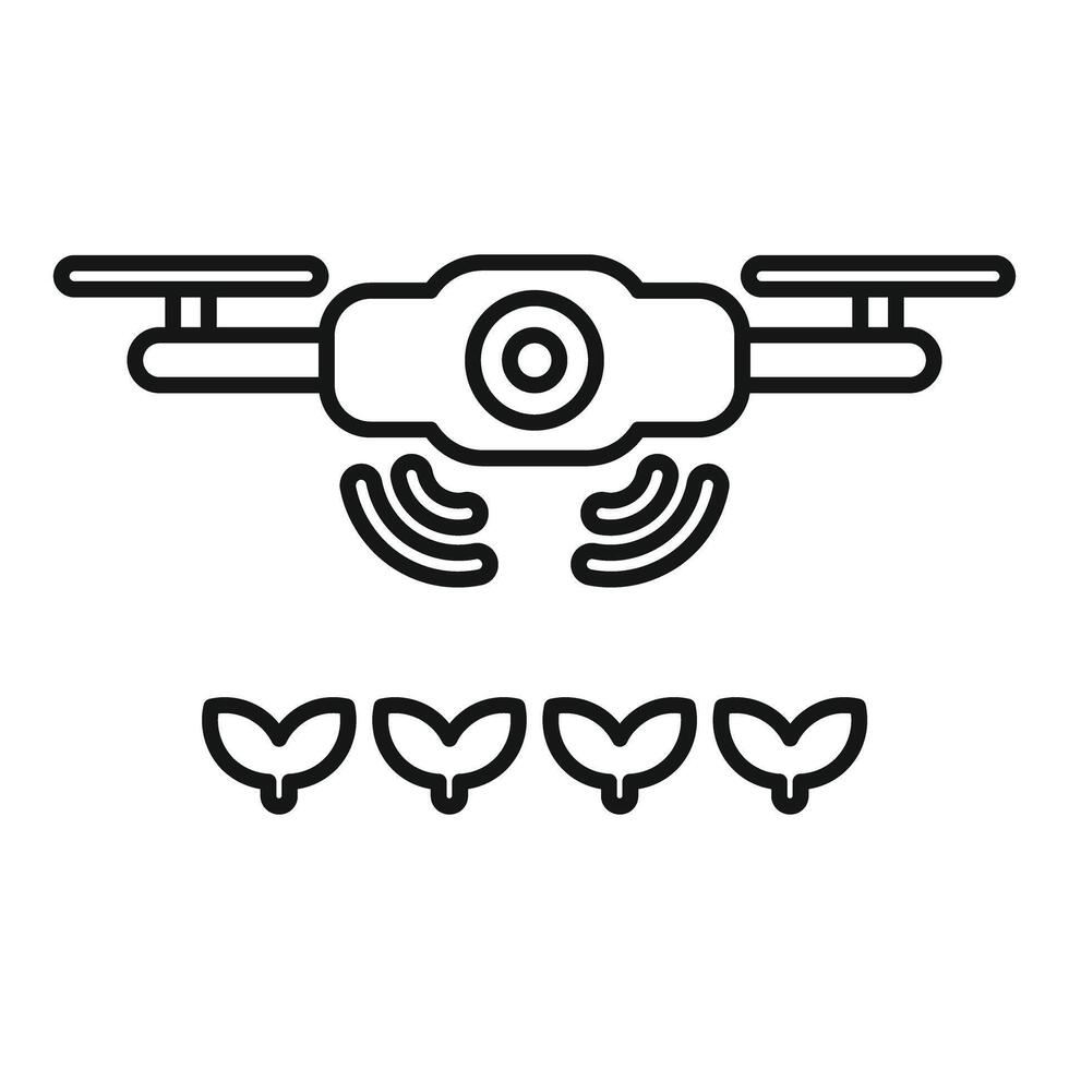 Drone spraying crops in precision agriculture icon vector