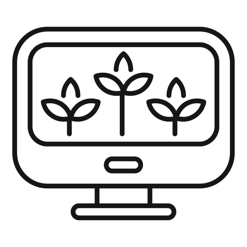Computer showing growing plants icon vector