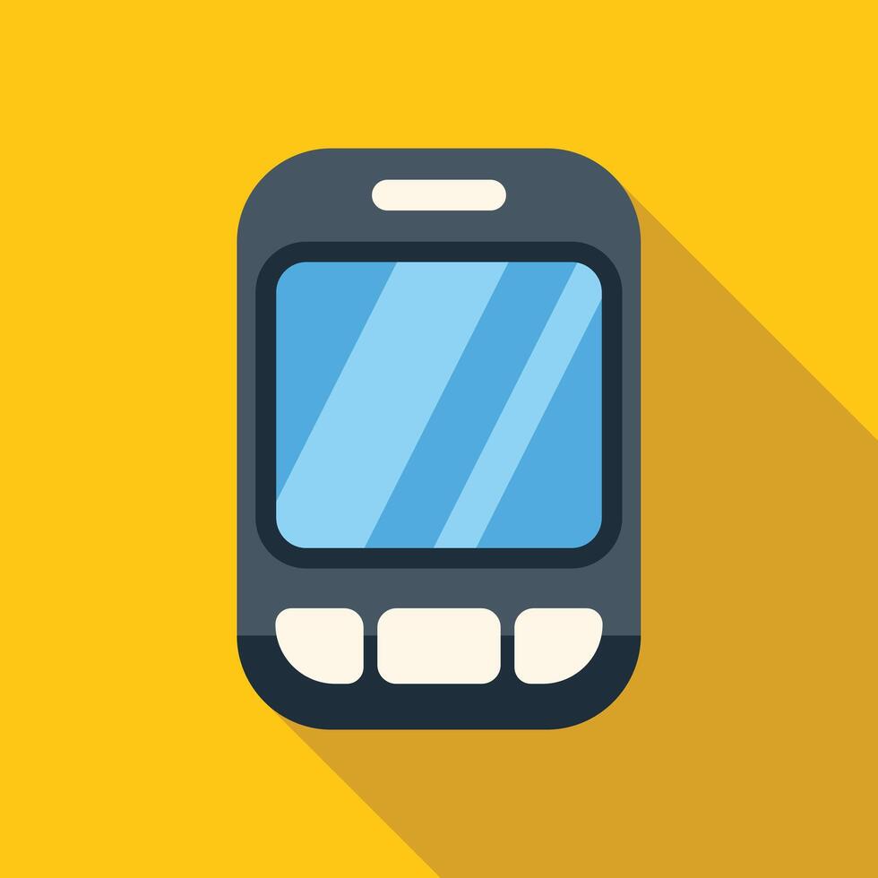 Mobile phone with buttons showing blank screen on yellow background vector