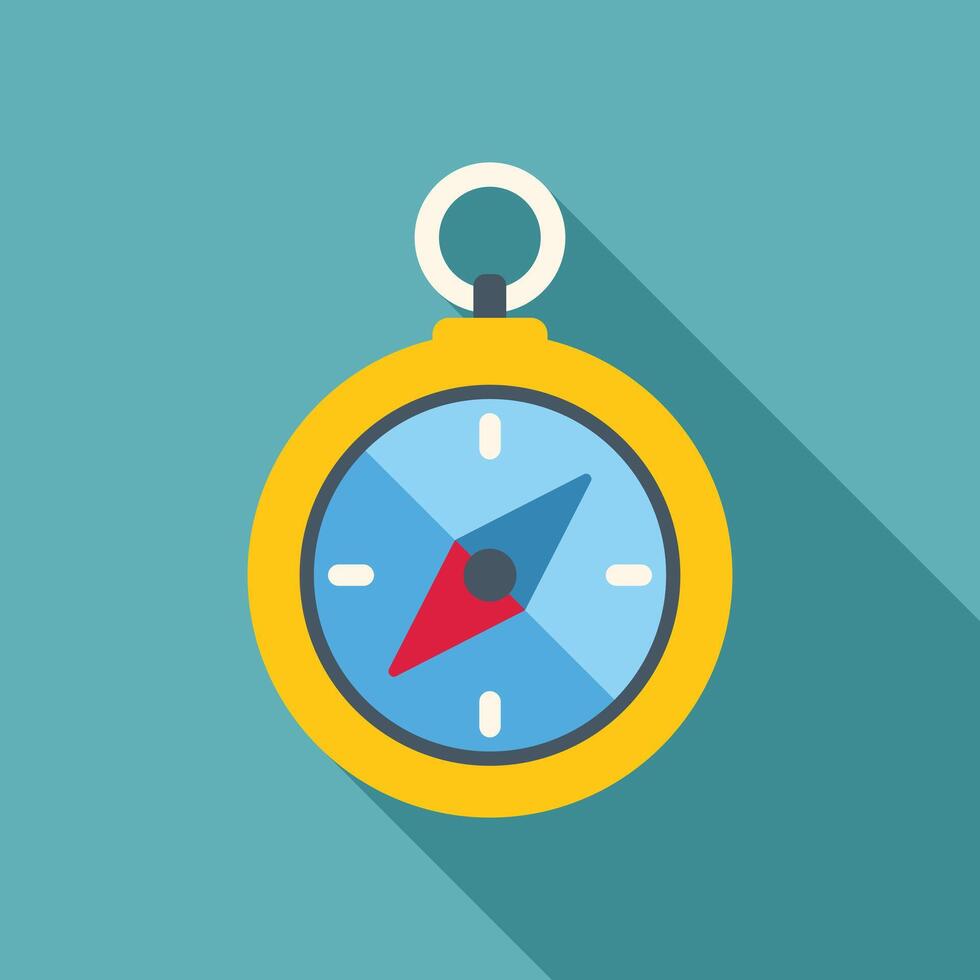 Yellow compass pointing north on turquoise background vector