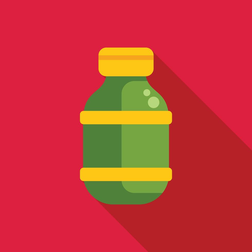 Green water bottle with yellow cap on red background vector