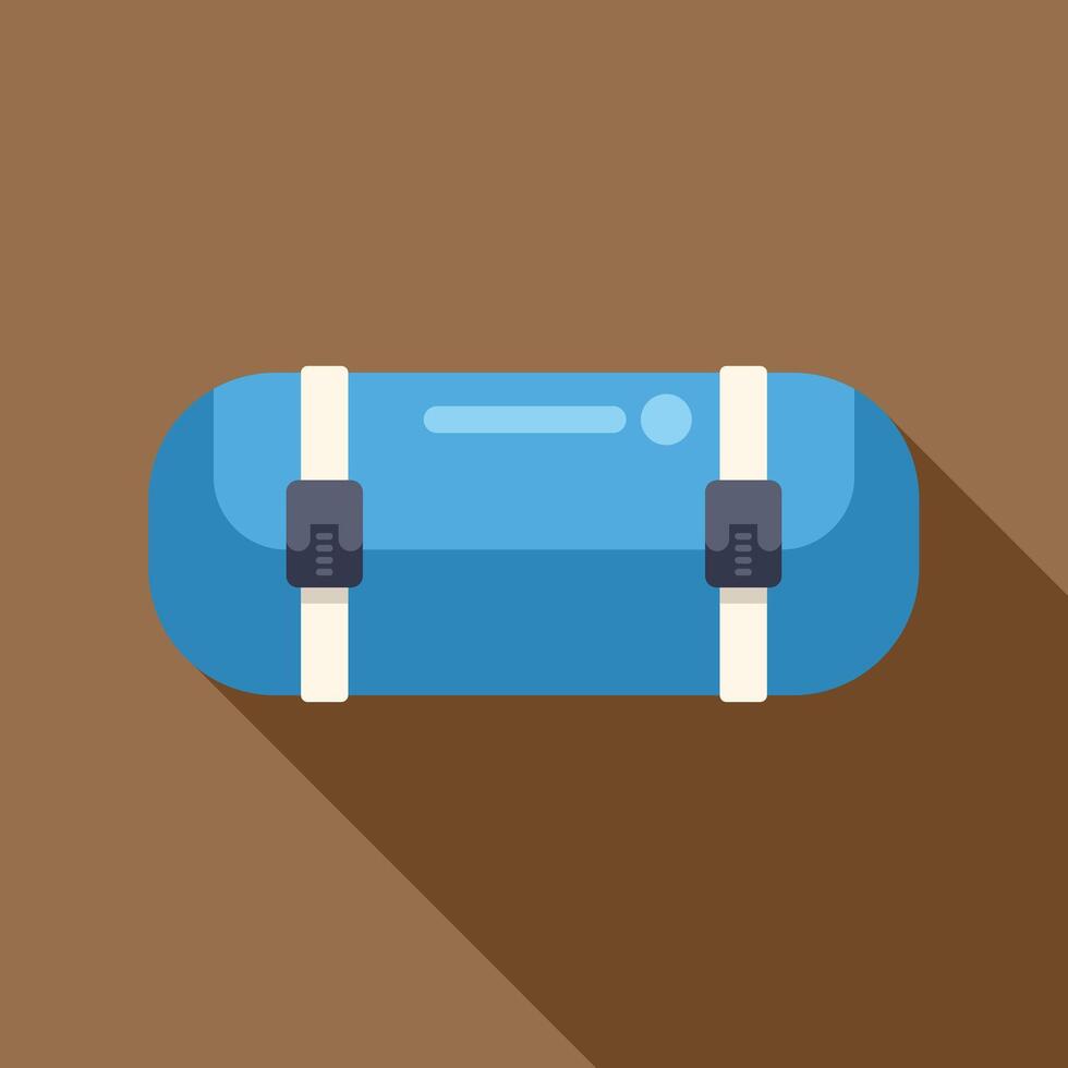 Blue inflatable raft secured with straps, ready for adventure vector