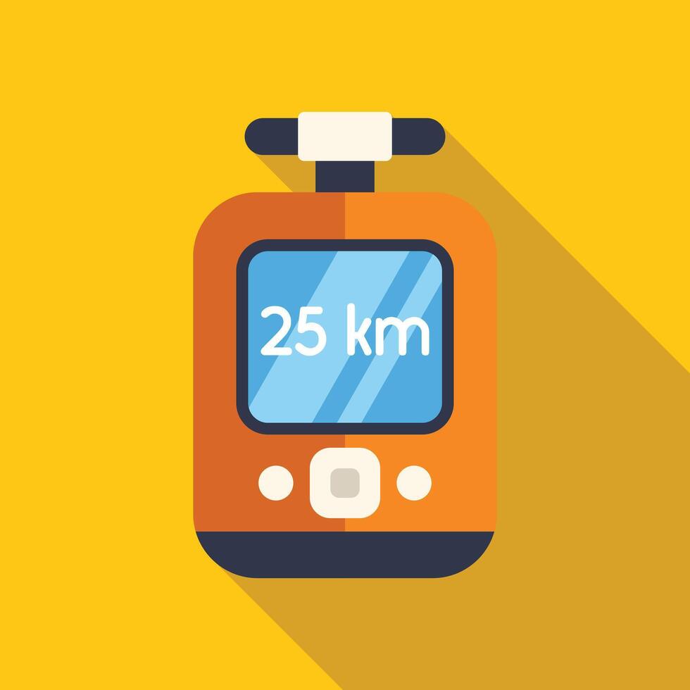 Orange gps navigator displaying 25 kilometers on yellow background vector