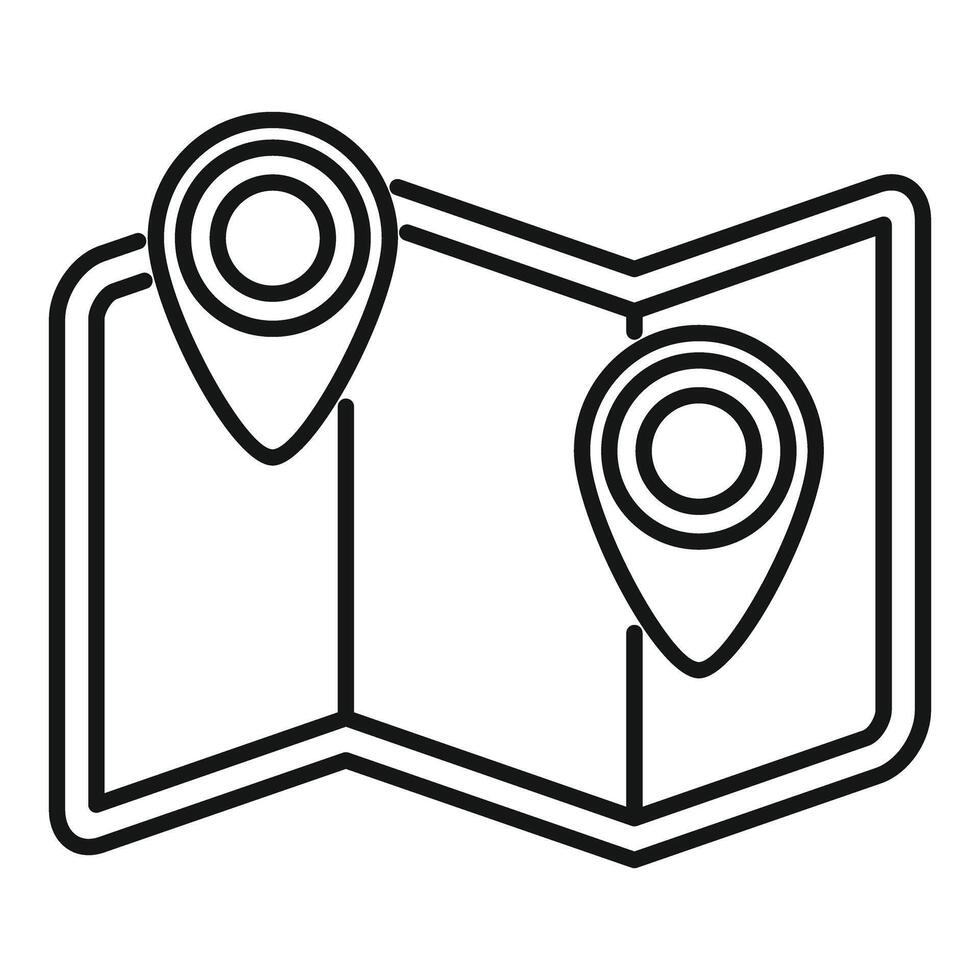 Location pins showing on folded paper map vector