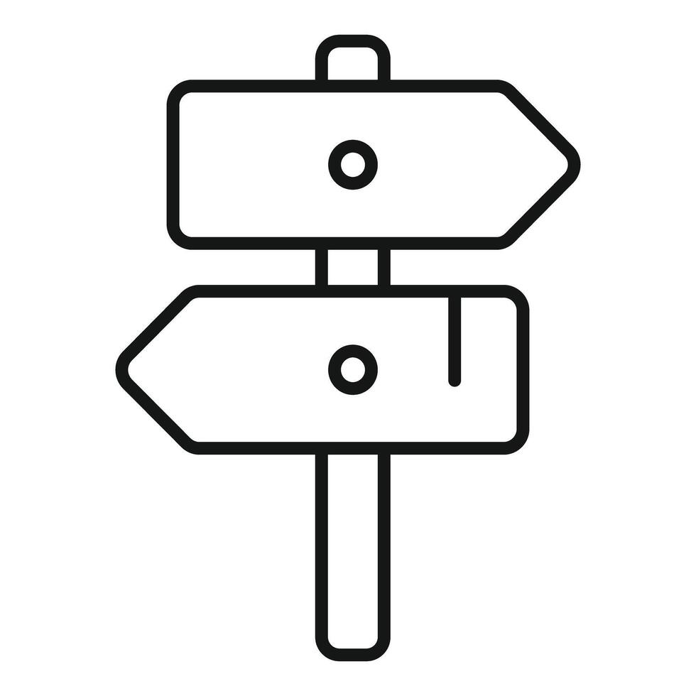 Wooden crossroads signpost pointing in two different directions icon vector