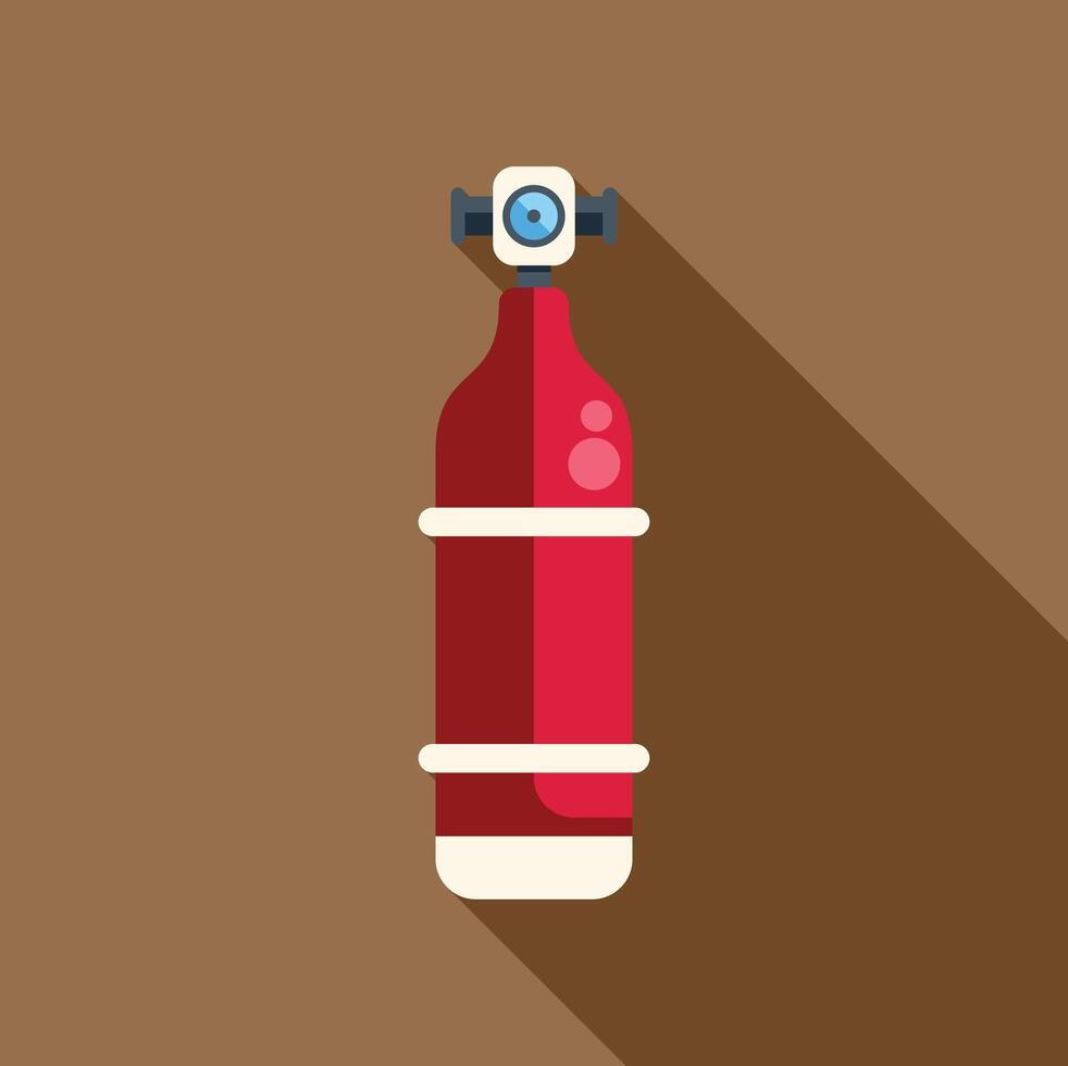 Red oxygen tank with valve for diving and underwater exploration vector