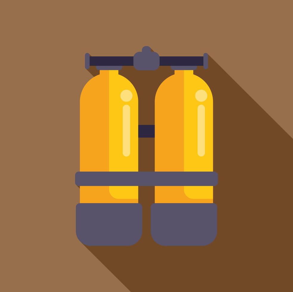 Yellow oxygen tanks for diving with long shadow vector