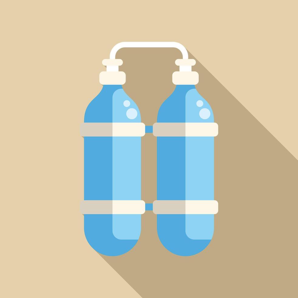 Scuba diving oxygen tanks with long shadow illustrating underwater exploration vector