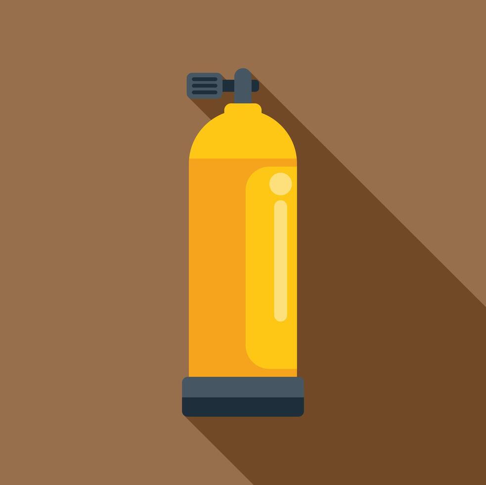 Yellow oxygen cylinder for diving with long shadow vector