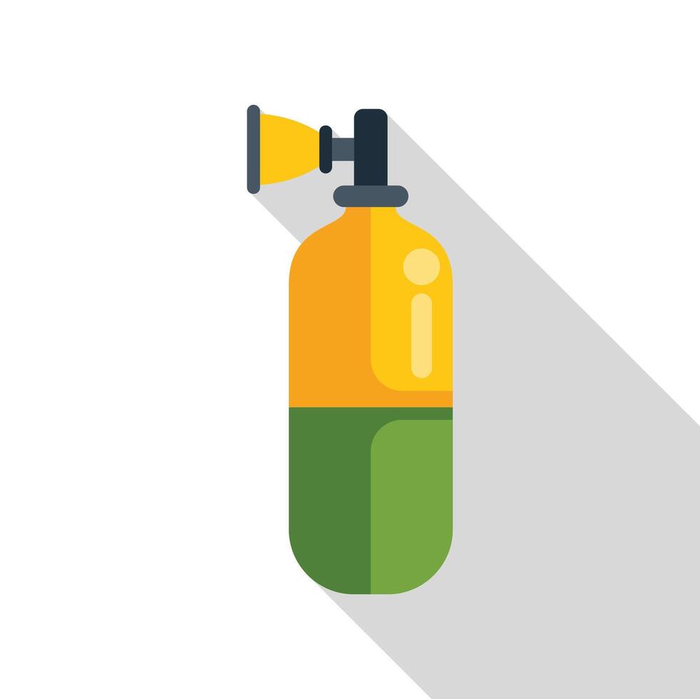 Yellow and green oxygen tank for diving with long shadow vector