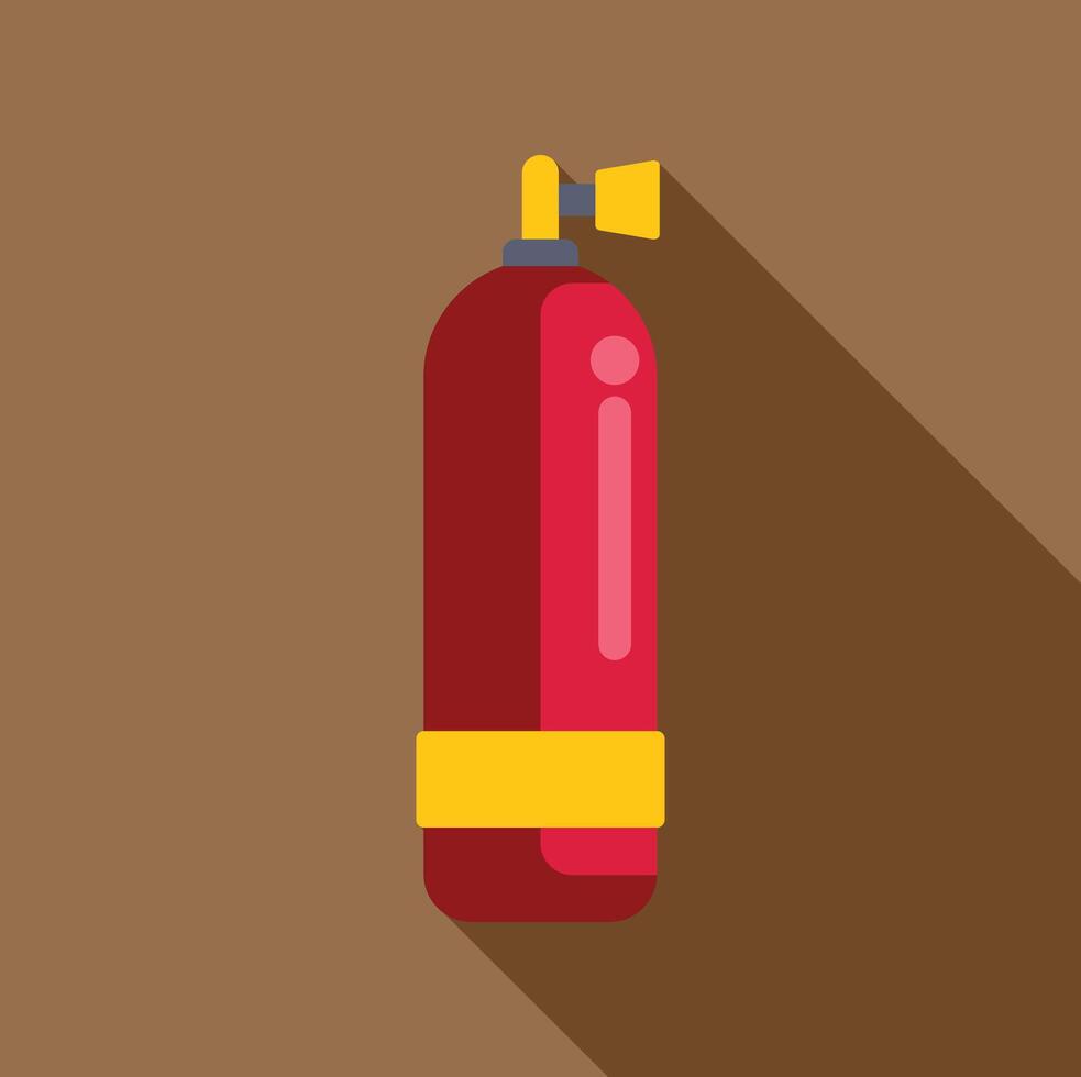 Red oxygen cylinder for diving with long shadow vector