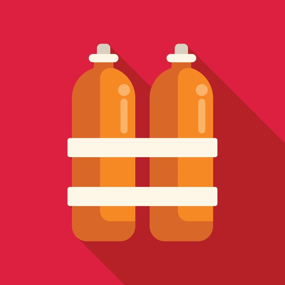 Two oxygen tanks with white straps for diving in flat design vector