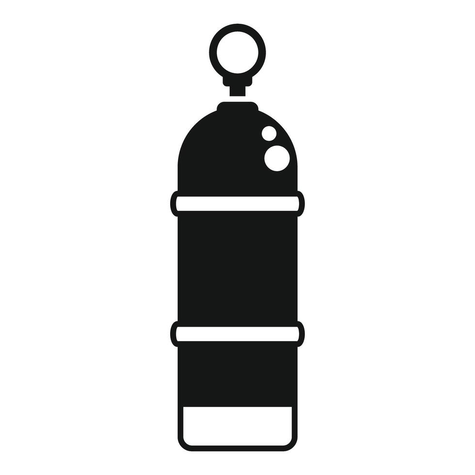 Black and white oxygen tank icon showing pressure gauge and valve vector