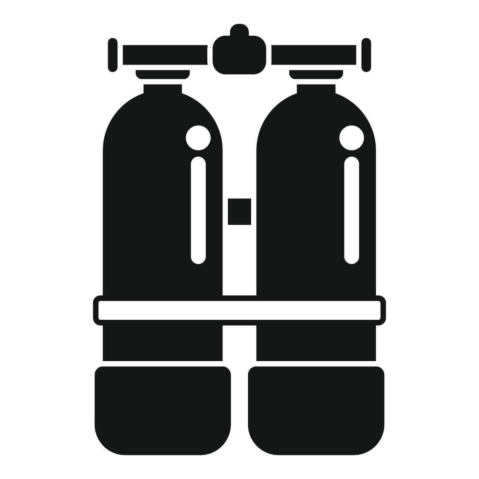 Double scuba tank with oxygen for diving in simple style vector