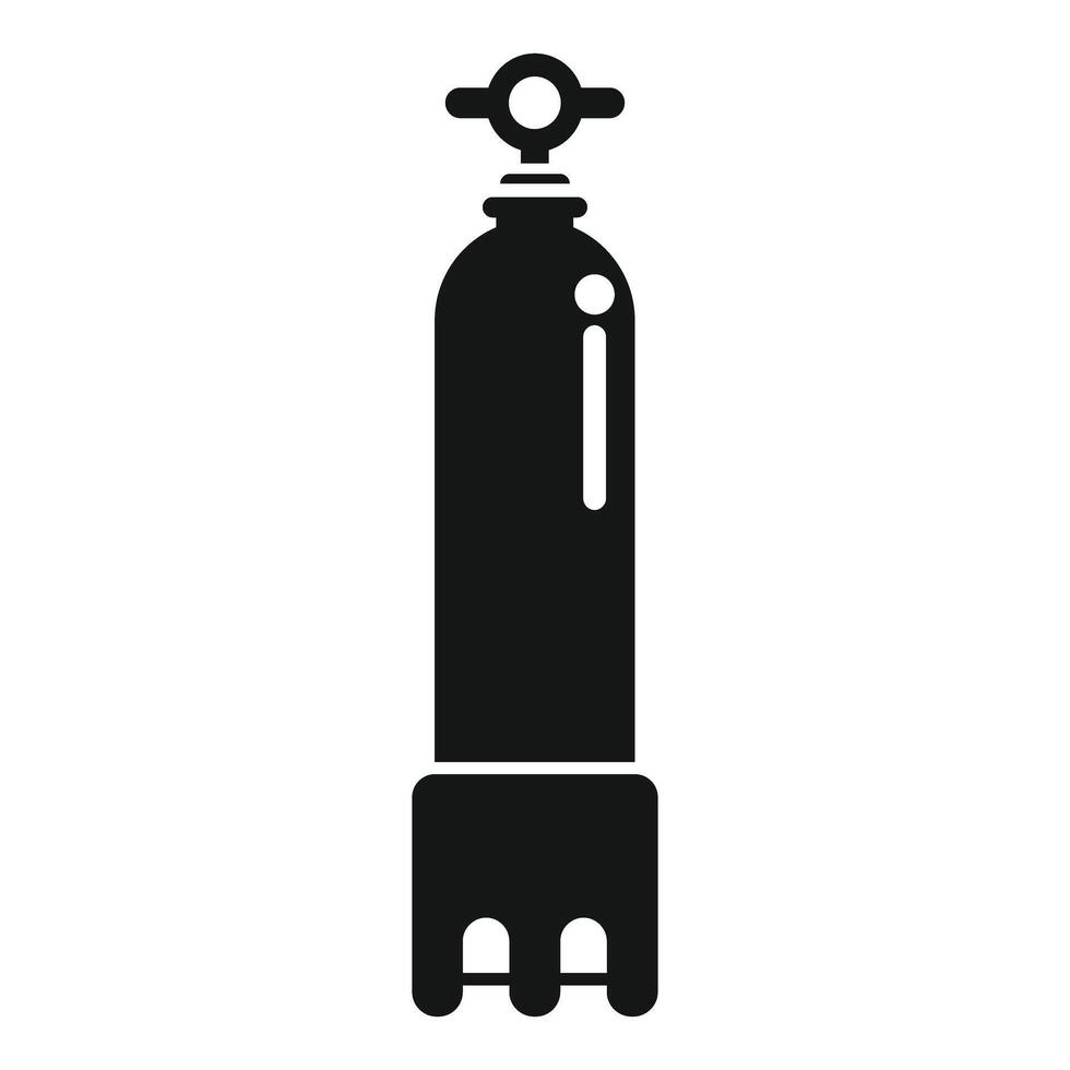 Oxygen cylinder standing on the ground icon, simple style vector