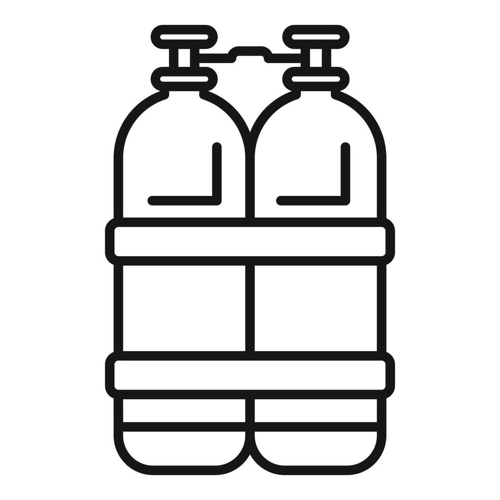 Double oxygen tank icon for diving and underwater exploration vector