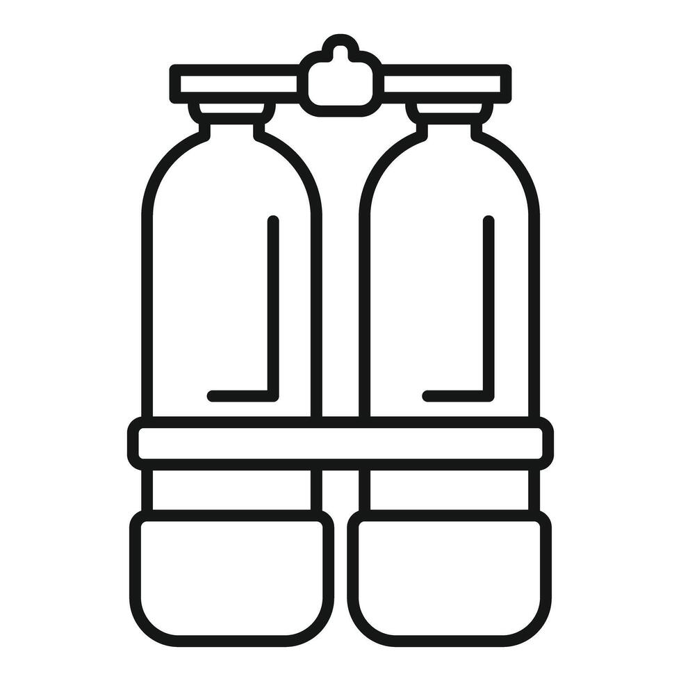 Oxygen tanks for diving connected with pipe line icon outline vector