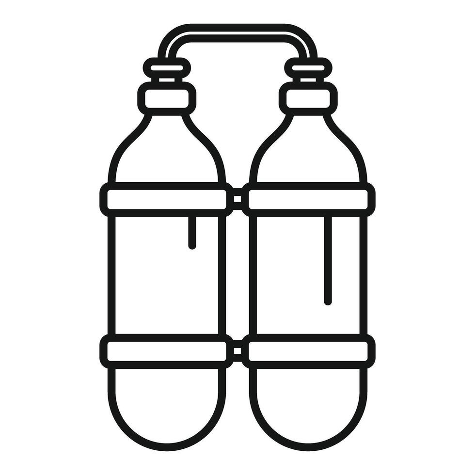 Simple line art icon of double scuba diving tank vector