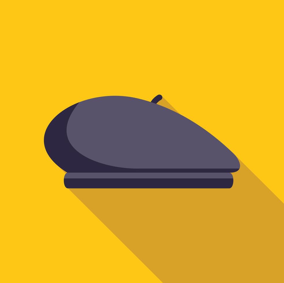 French artist beret with long shadow on yellow background vector