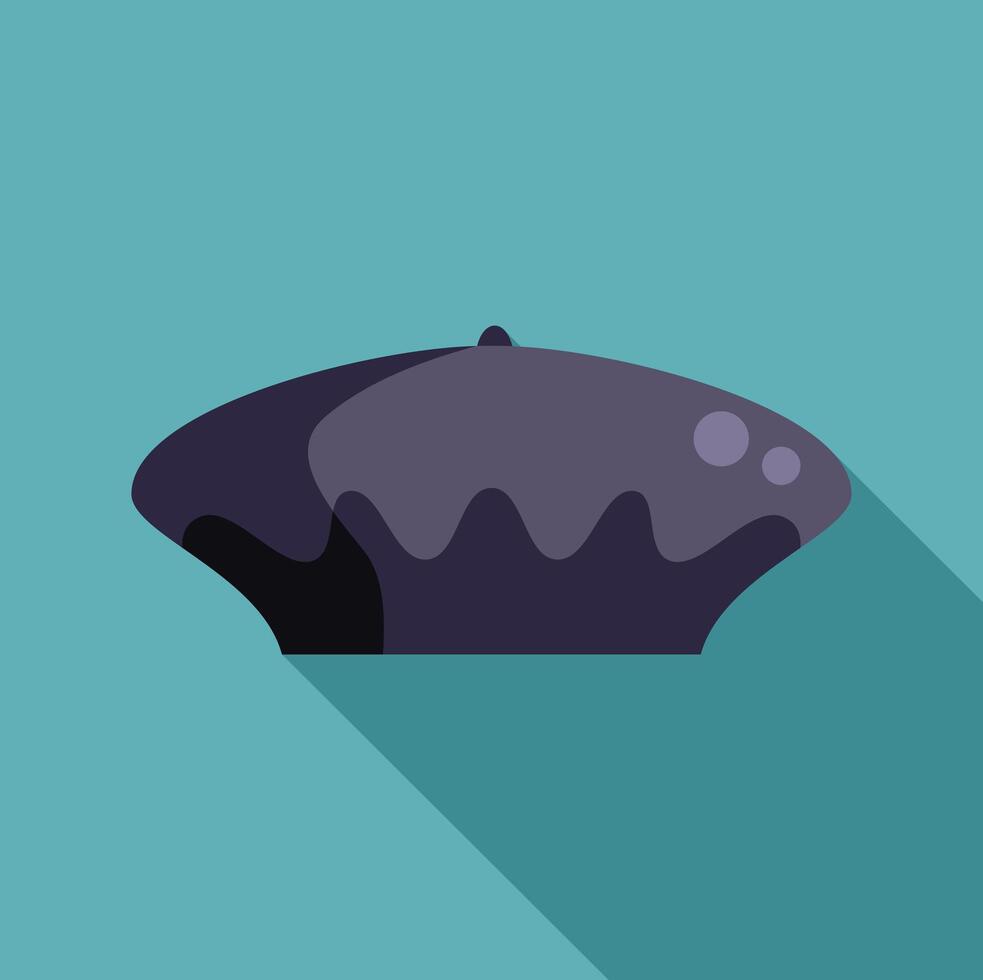 French artist beret hat lying with long shadow on turquoise background vector