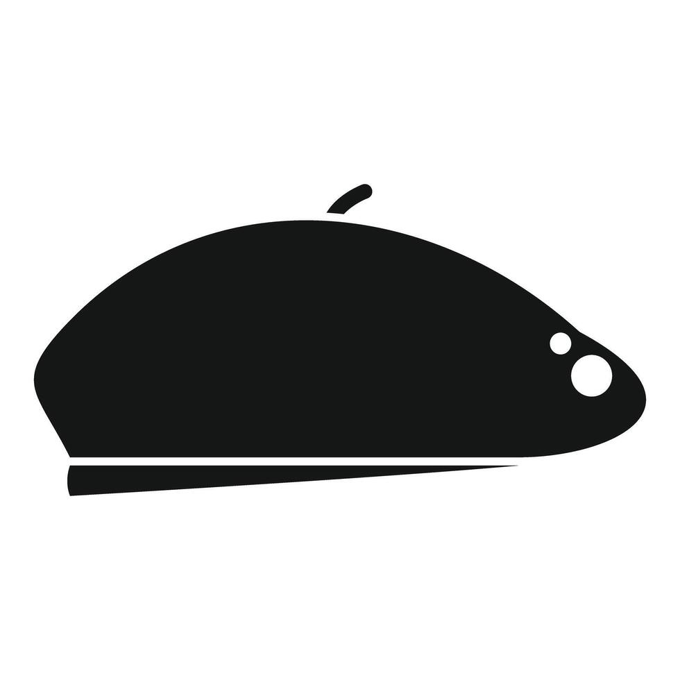 Black classic french beret side view icon simple style vector