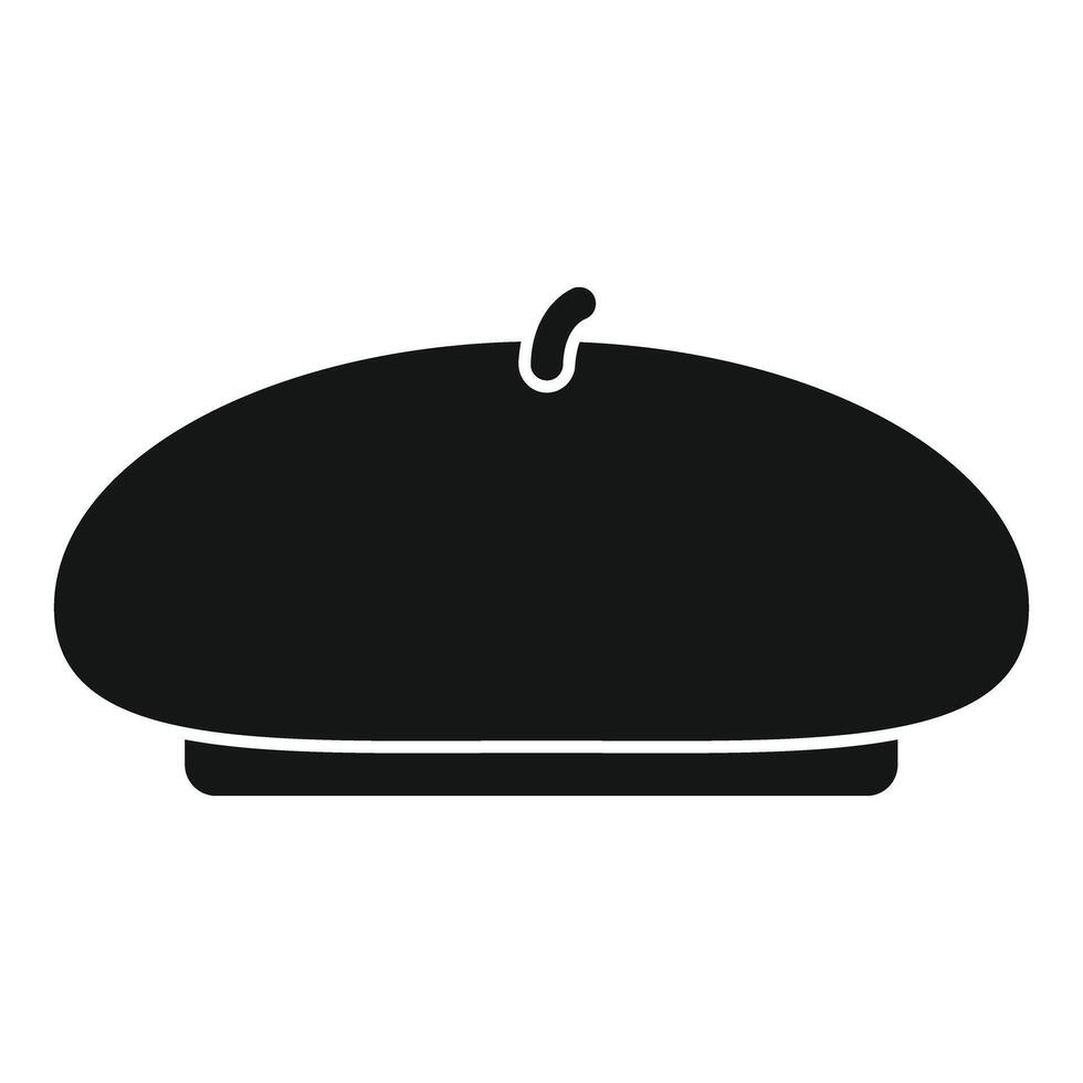 Black french beret silhouette providing head covering vector