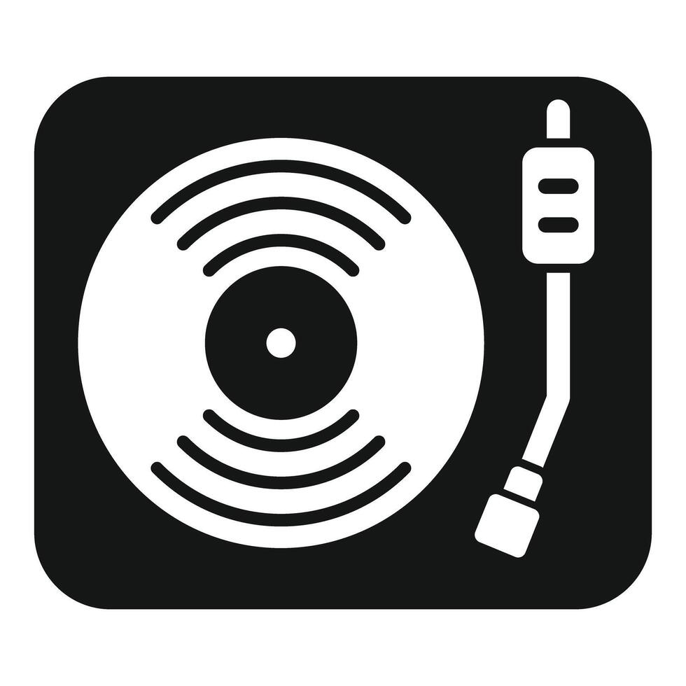 Simple icon of a vinyl record player playing music vector