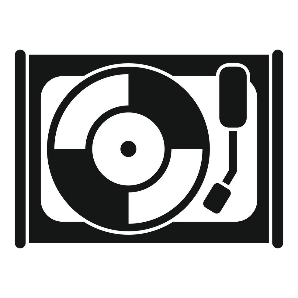 Vintage turntable playing vinyl record icon simple style vector