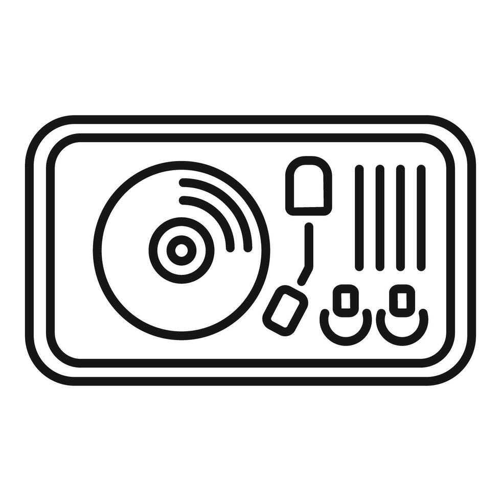 Vinyl record player playing music icon outline style vector