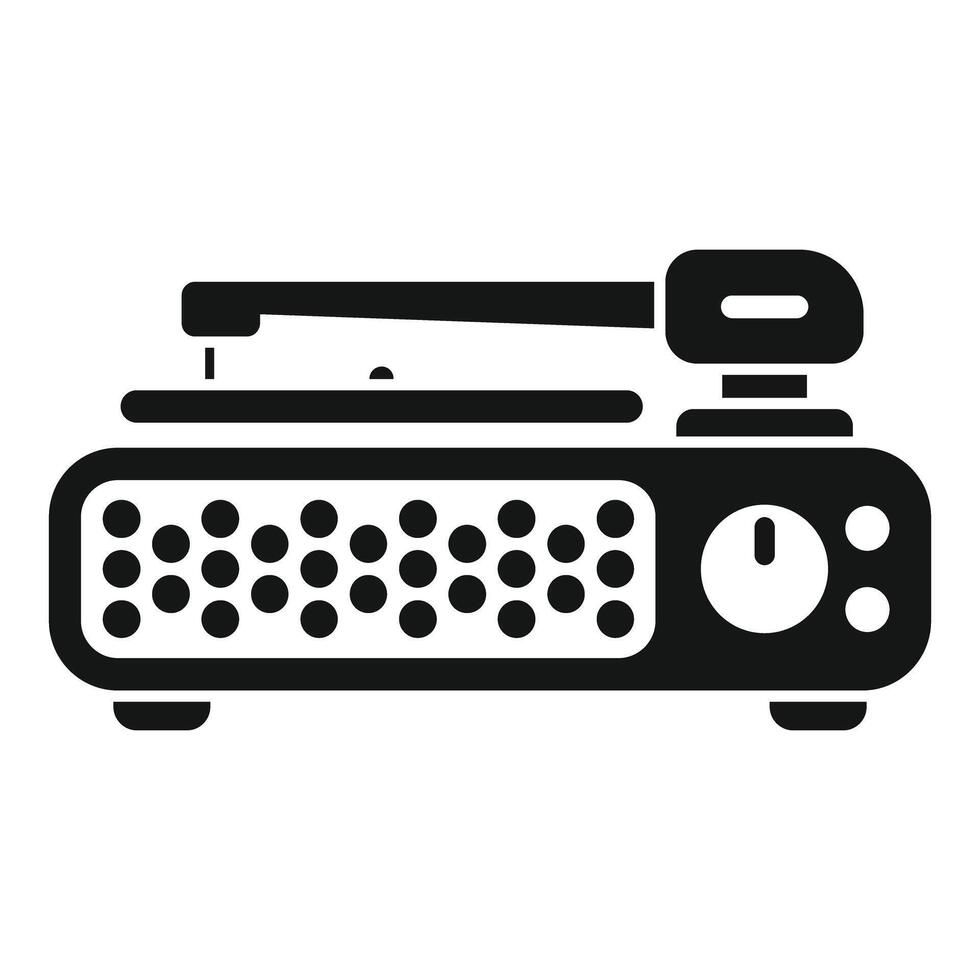 Old vinyl record player with large speaker grille playing music icon vector