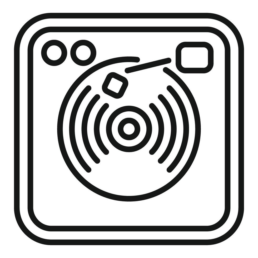 Vinyl record player icon playing music on turntable vector