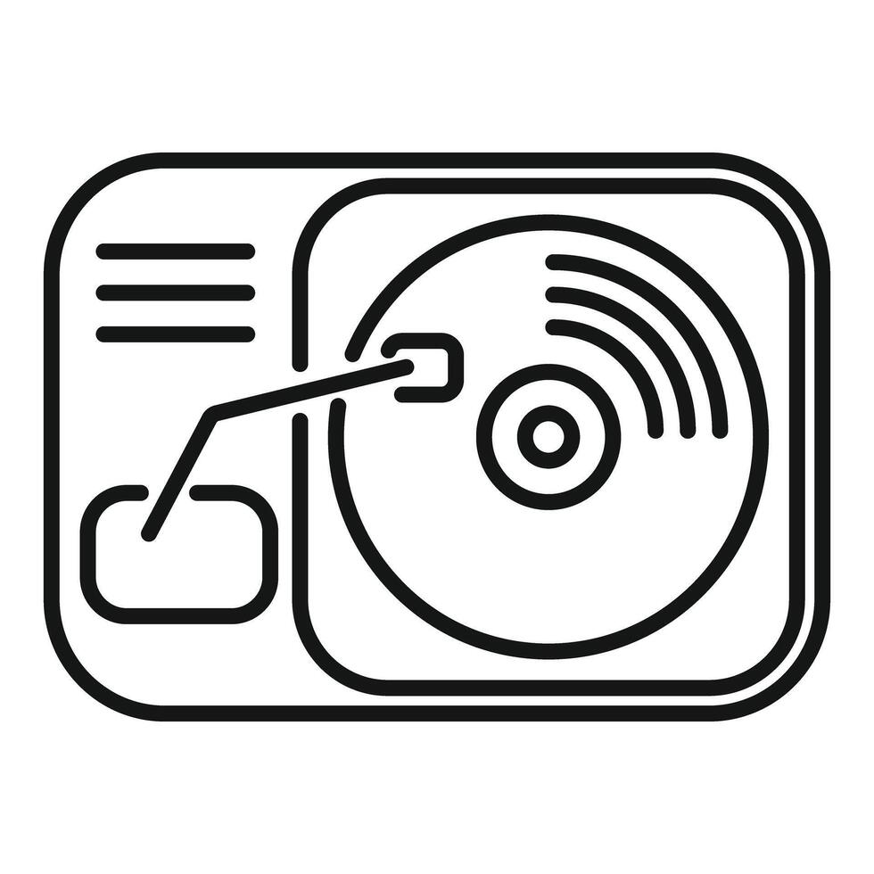 Vinyl record player playing music icon outline style vector