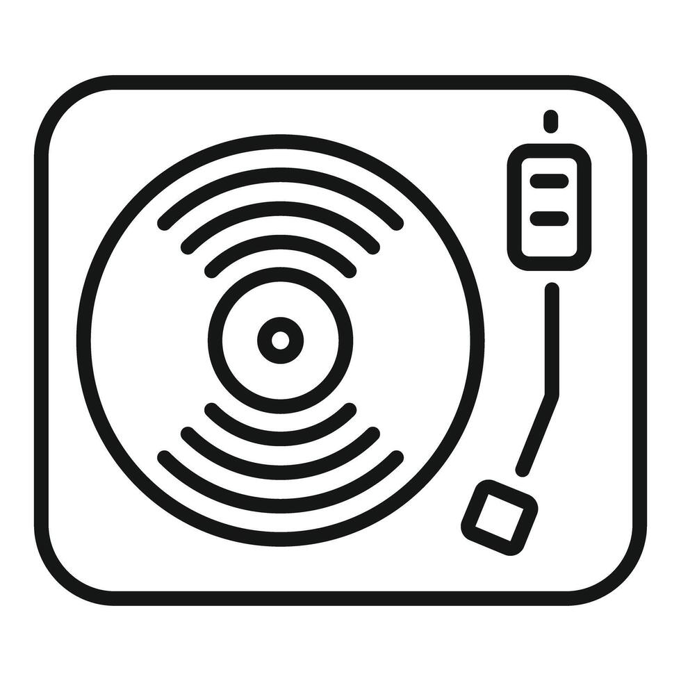 Vinyl record player playing music icon outline style vector