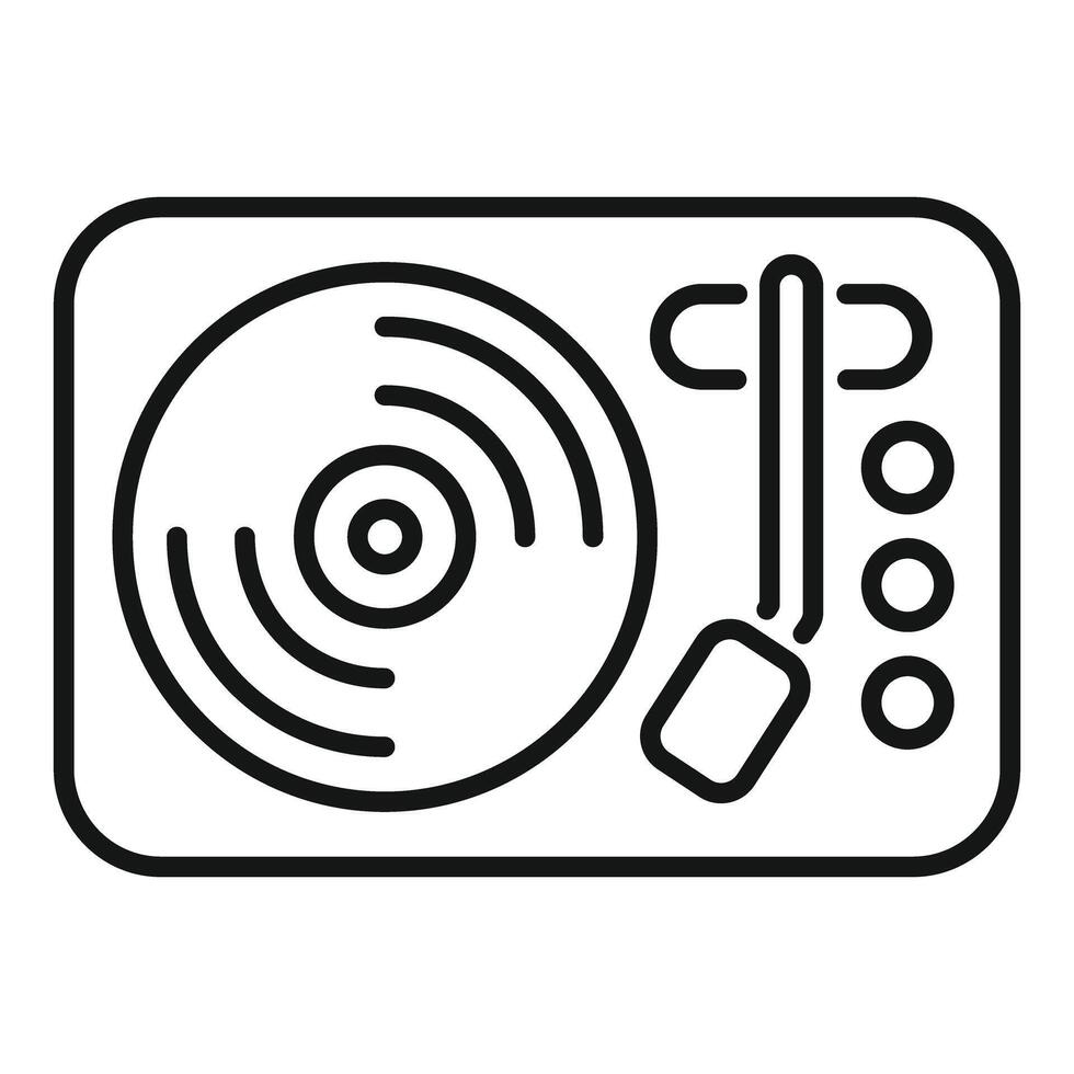 Vinyl record player playing music icon outline style vector